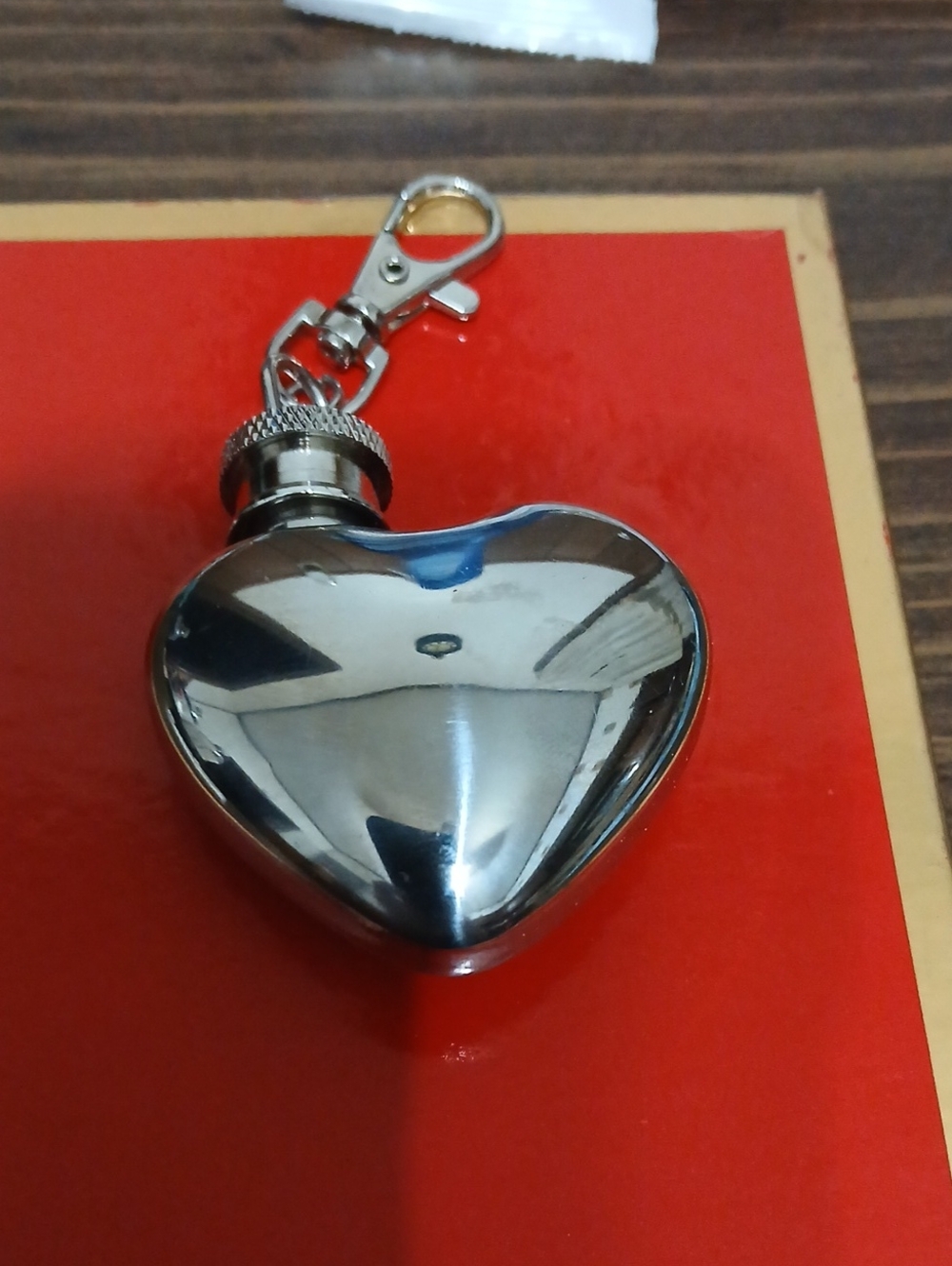 Stainless Steel Heart Keychain Flask - Silver Keychain Or Bag Charm